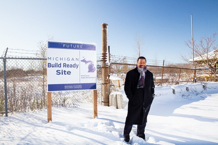 Ecorse City Administrator Richard Marsh at the Mill Street Development Site, Ecorse. Photo by David Lewinski.