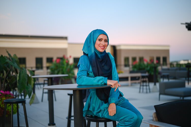 Zee Shami, owner of Dearborn cooking studio, Zee the Cook  poses for portrait after her panel talk for Dearborn Open City. September 26th 2019
