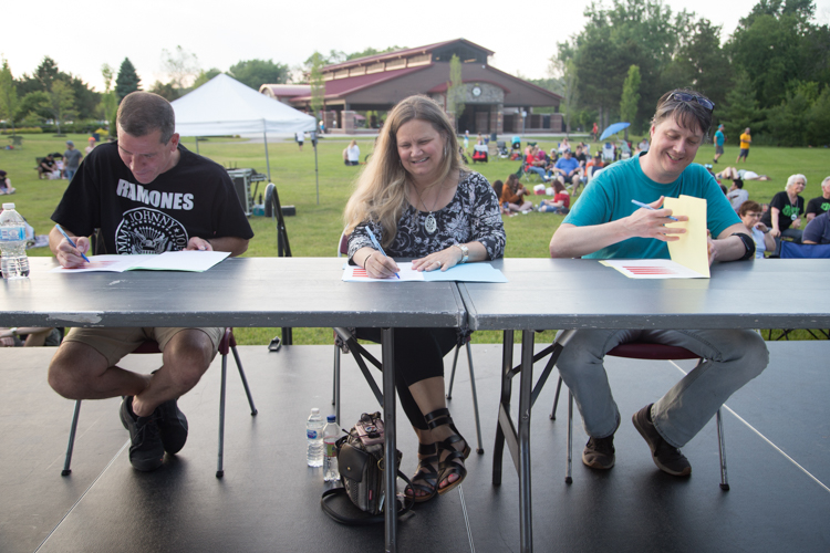 The judging panel at the Sterling Heights Battle of the Bands gave valuable pointers and feedback to the competing musicians. 