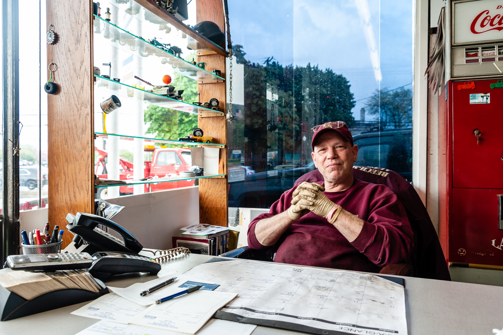 Craig Burwitz sits behind his desk at Beech-Monroe Auto Service. Photo by Timothy J. Seppala