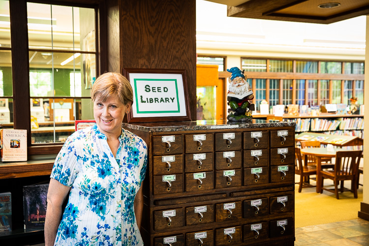 Deborah Lynch at her Grosse Pointe Seed Library. 