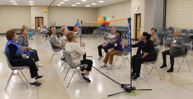 Chair volleyball helps with coordination, says recreation supervisor Greg Morris. Photo courtesy of City of Novi.