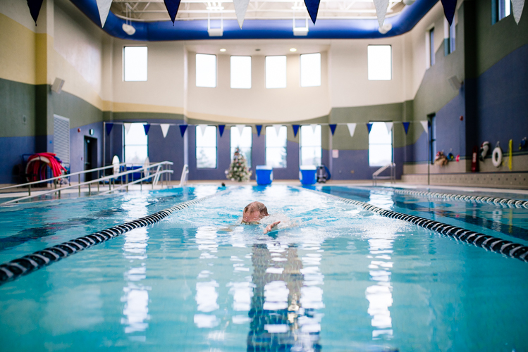 Jim Jurkiewicz gets a workout in the OPC swimming pool. Photo by Steve Koss.