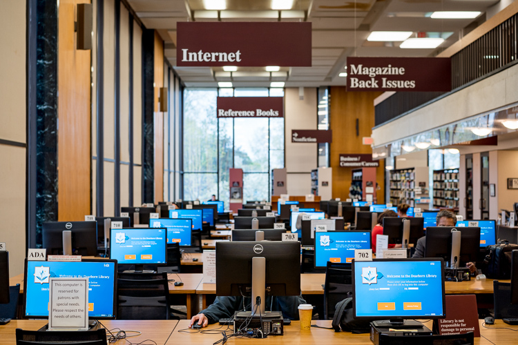Open computers in the library