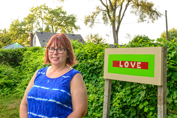 Peggy Dimercurio at Eastpointe Community Farms. Photo by Doug Coombe.