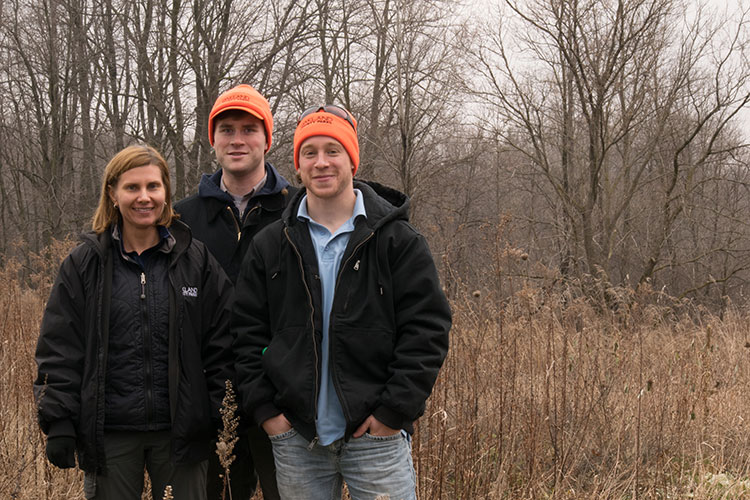 Oakland County Parks natural areas management staff: Brittany Bird, Kegan Schildberg, Alex Kriebel