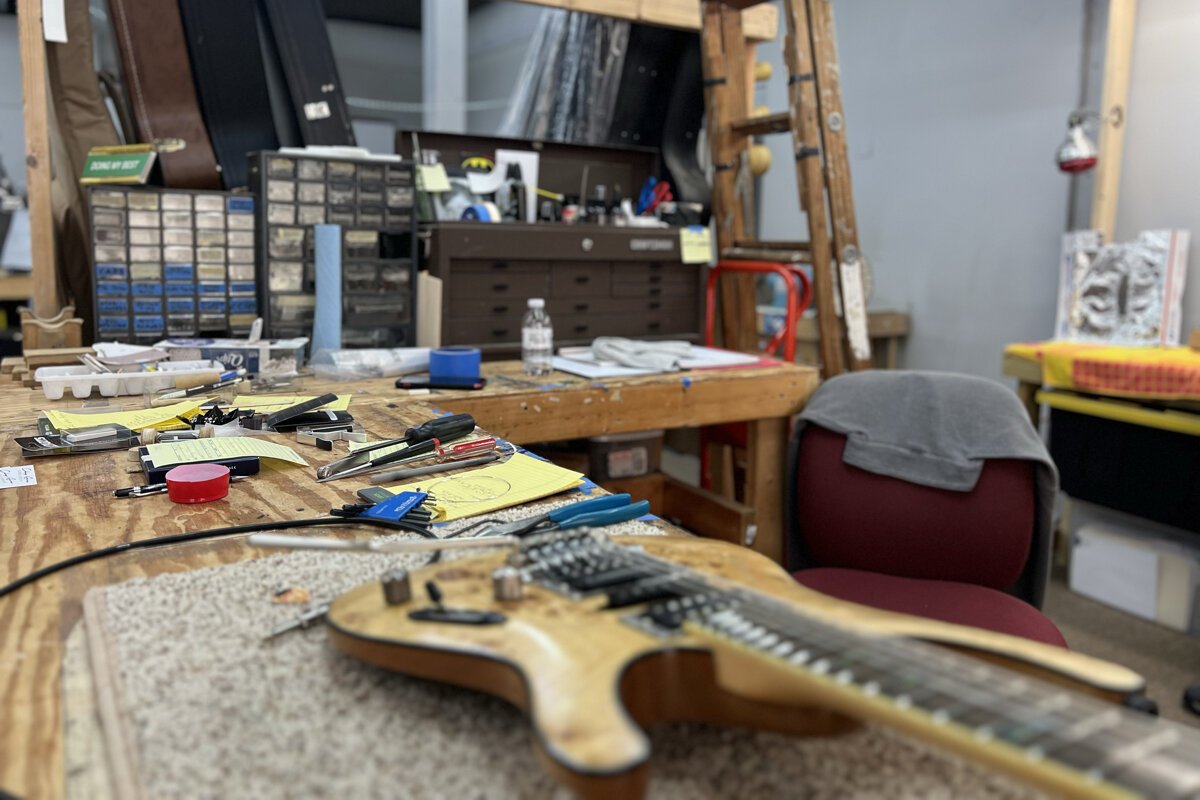 “Usually with guitar makers, if they do repairs and if they’re good at it, they end up getting bogged down with that kind of work,” Jesse Hopkins says.