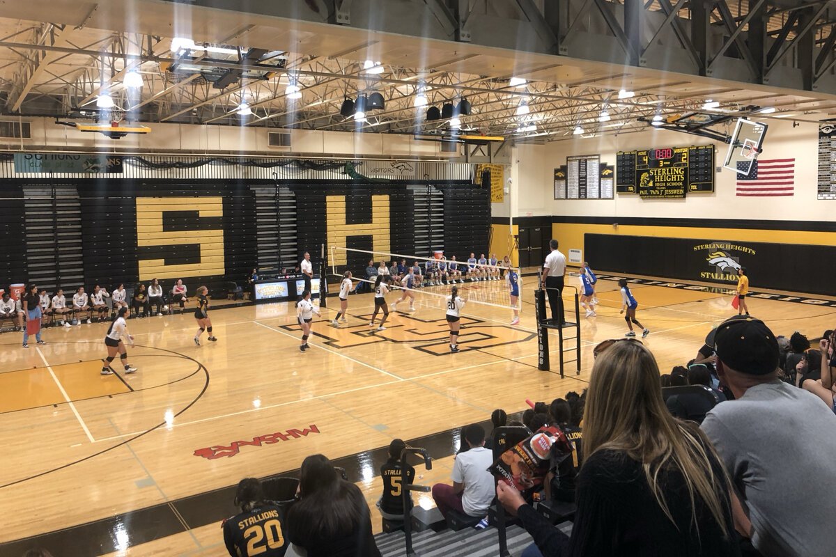 "A volleyball game at Sterling Heights High School in 2022 or '23. Lauren was the varsity volleyball coach for a time."