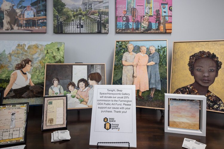 “We had $4,500 in sales that night, which was amazing. I couldn't believe it,” Stropoli says. “Now we can donate $1,125 to the public art committee, which is really exciting. We created a makeshift gallery in that beautiful GLP space.”