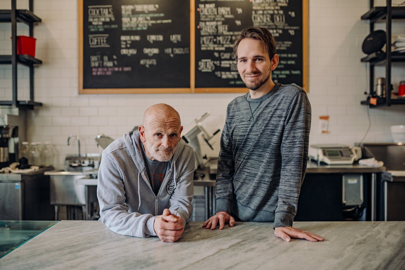 Jeff Guido, head chef and partner at Roccos chats with general manager Kyle Mrkva.