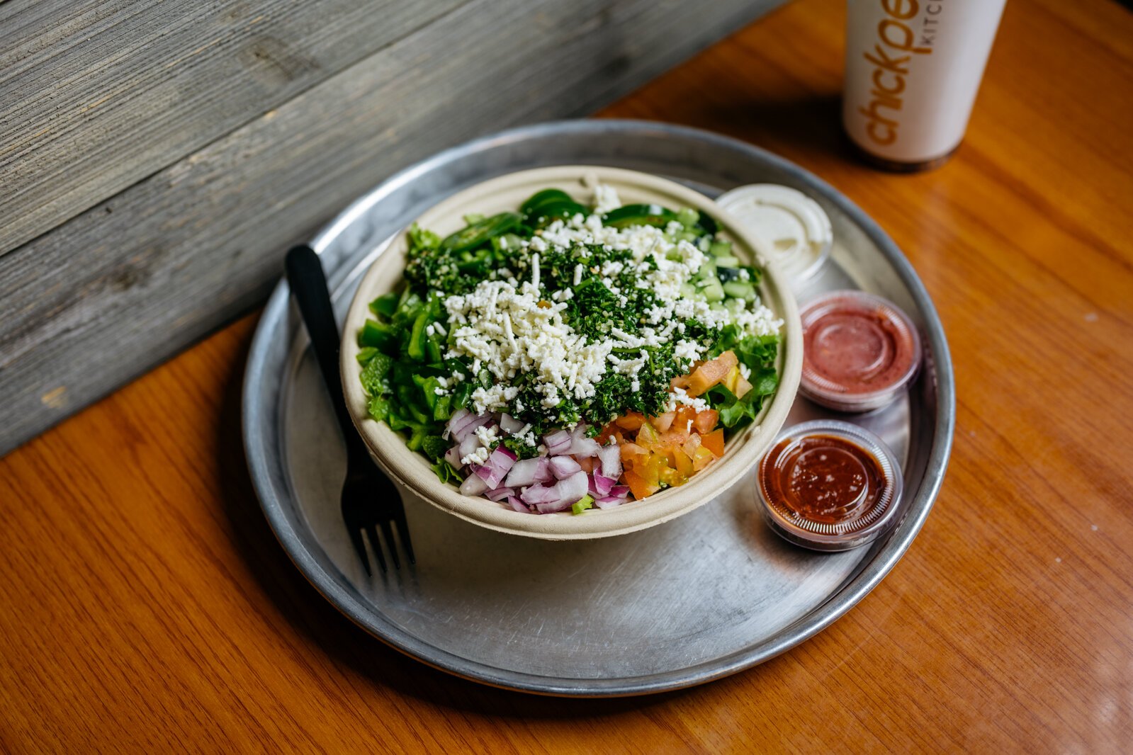 Mixing Middle Eastern and Mediterranean flavors, Chickpea Kitchen offers customizable bowls, soups, pitas, and salads.