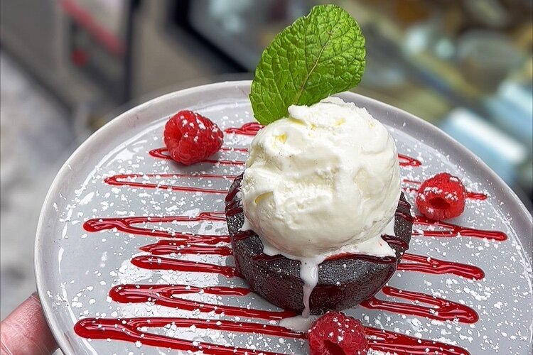 A cupcake-sized choco lava cake with ice cream. (Facebook)