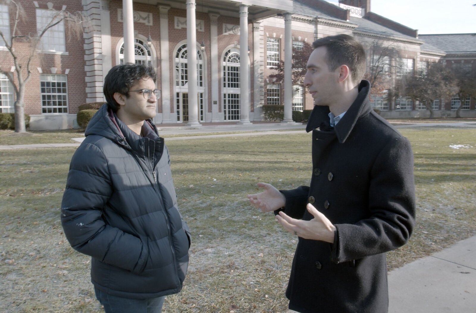 Shiraz Ahmed speaks with health care officials and medical staff for his film, "Alive in Detroit".