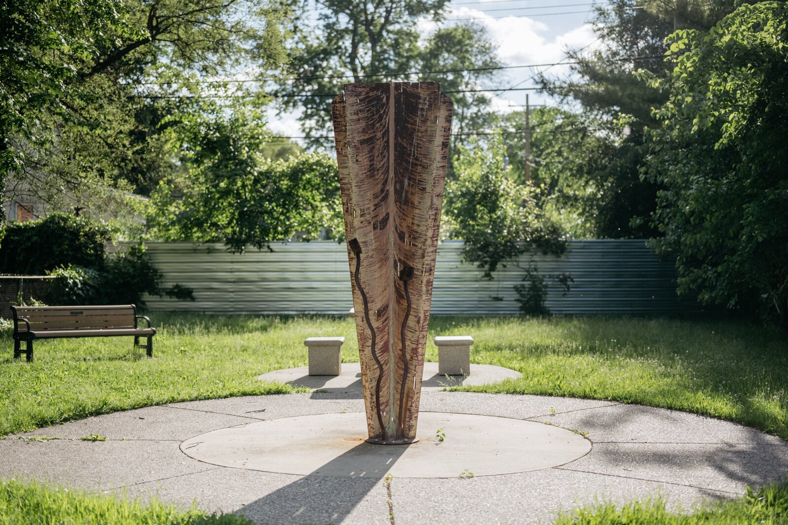 Murals are just one of the ways the city is promoting the arts. This sculpture stands in Hazel Park’s Art Garden, located at 21809 John R. Road. 