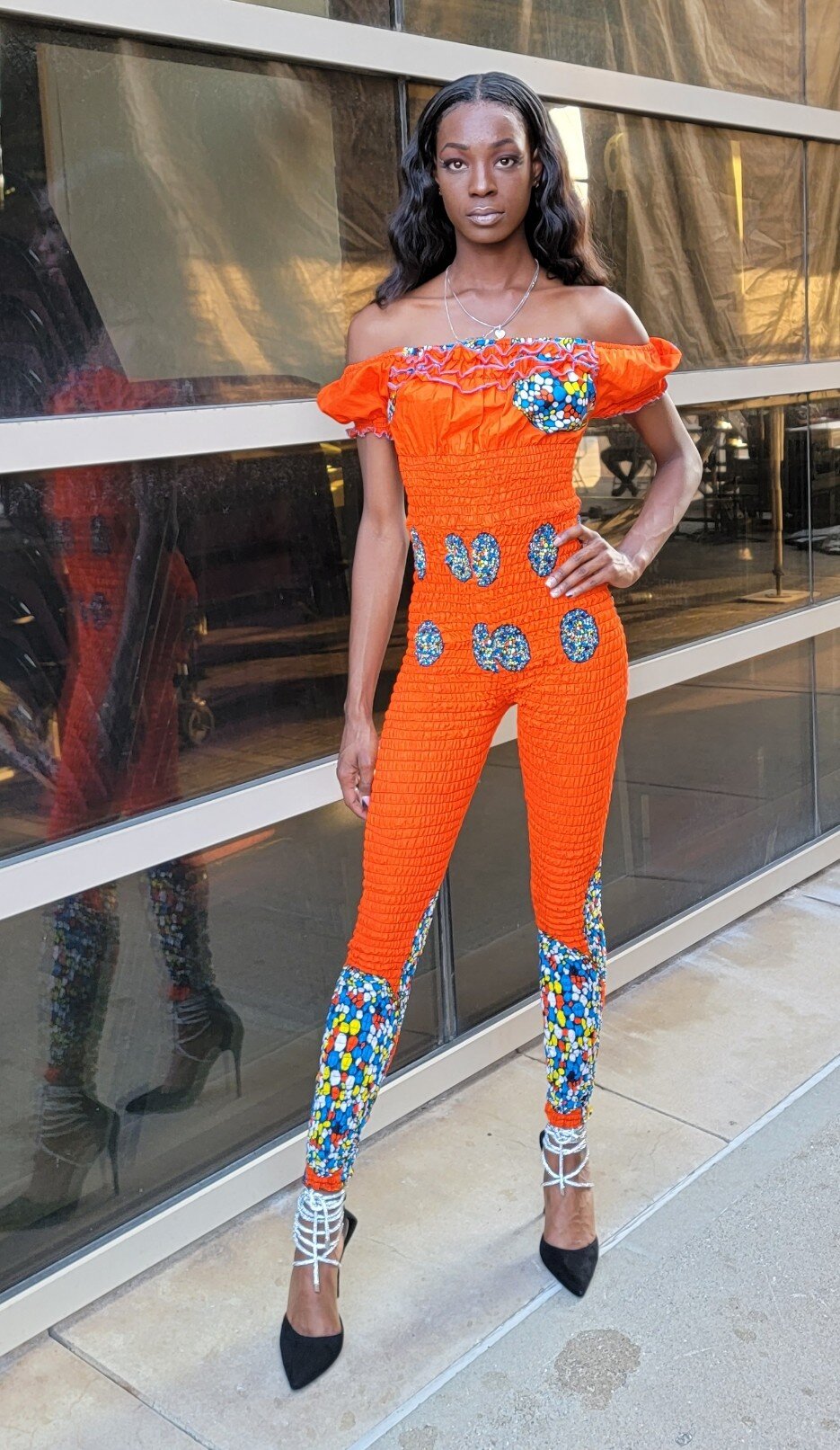 A model shows off House of African Prints apparel.