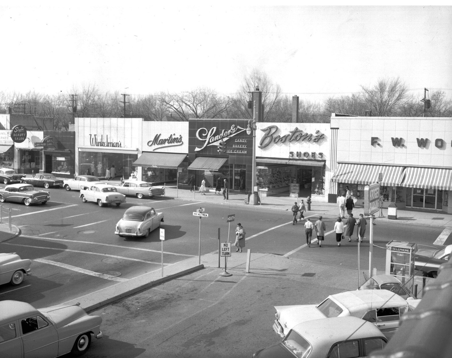 9 Mile Road and Allen Street, circa 1960. Photo: Courtesy of Ferndale Historical Museum.