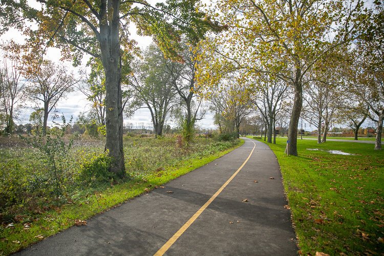 A bike path at Lake St. Clair Metropark.