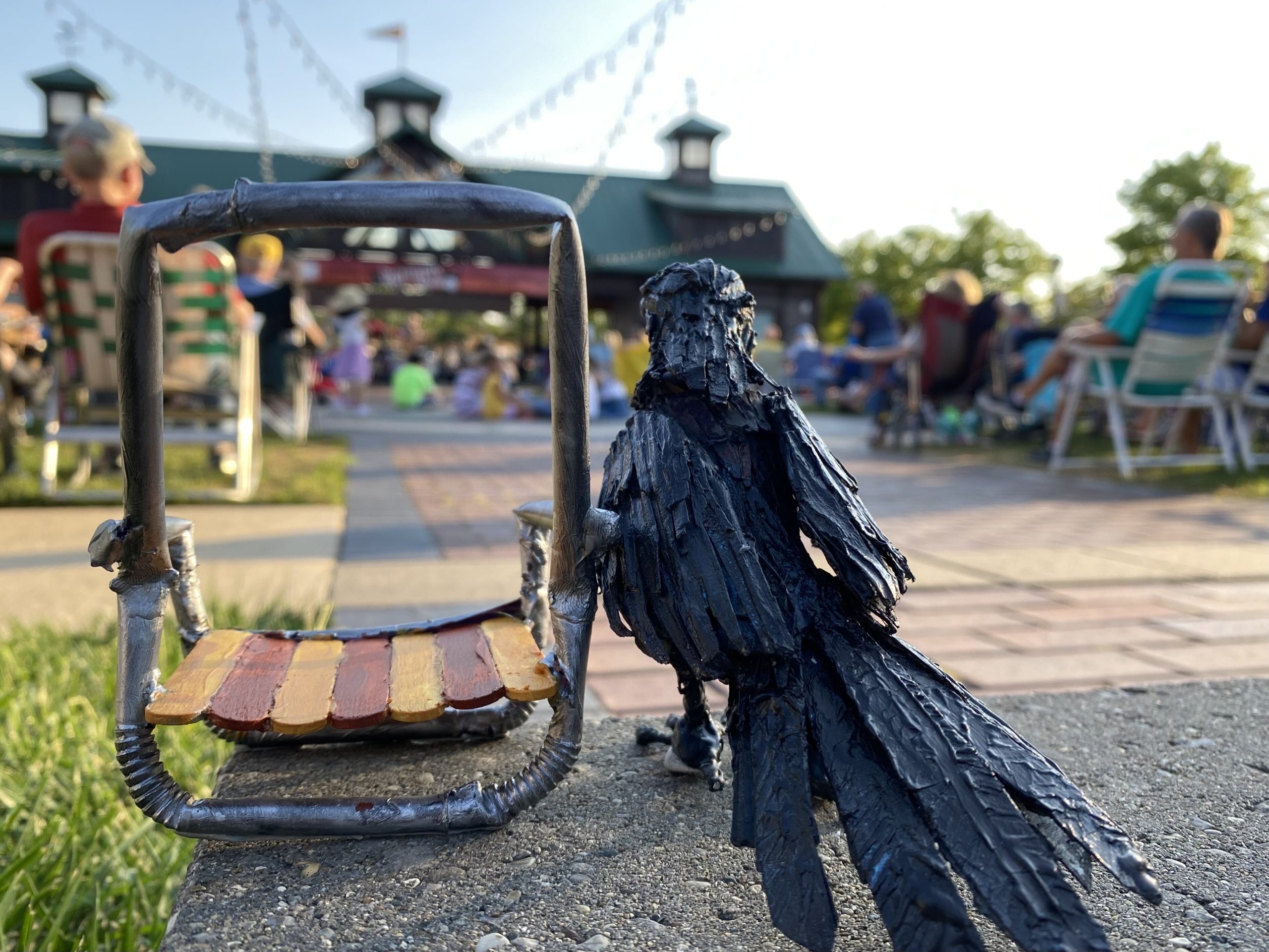 Arthur the Raven takes in a show at Riley Park.