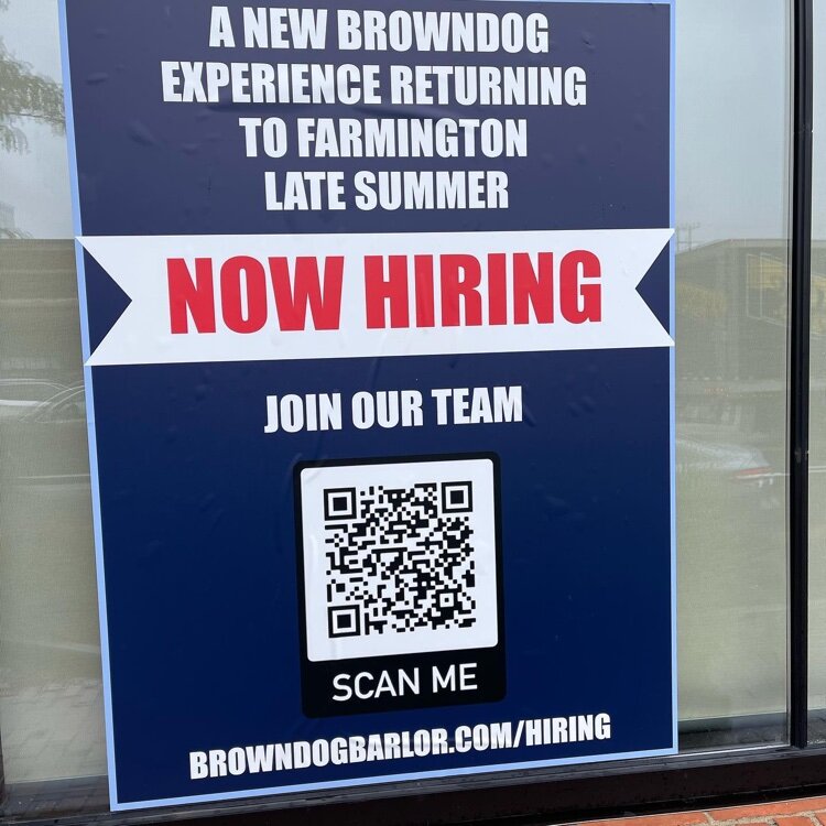 A “Now Hiring” sign with a QR code makes it easier for passers-by to scan and apply with their smartphones. (Photo: Facebook)