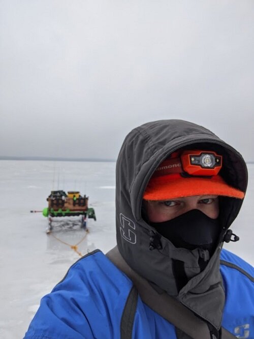 Longo with ice fishing gear.