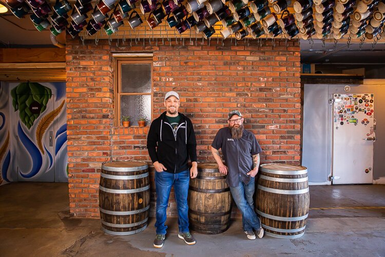 Joe VanderMarliere and Leon Traczynski at Baffin brewery.