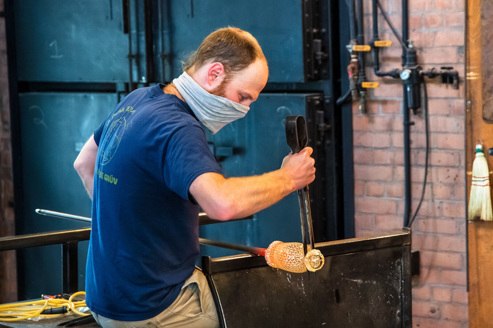 Glass blowing at Liberty Craftworks. Photo by Doug Coombe.