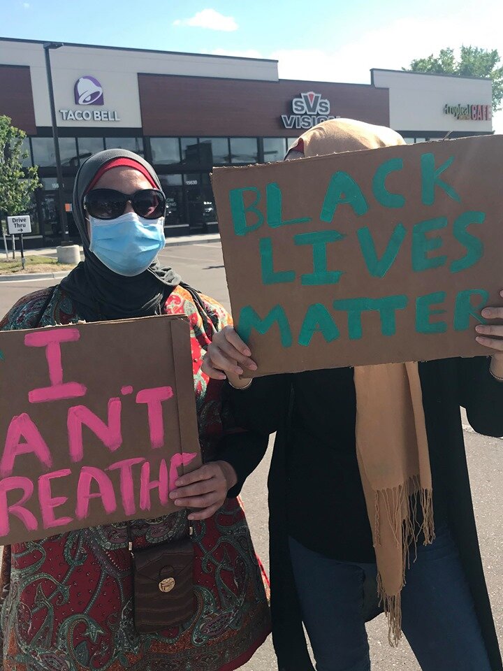 Protesters at a Black Lives Matter protest in Sterling Heights on Saturday, June 6 on Hall Road. Photo/Andrea*