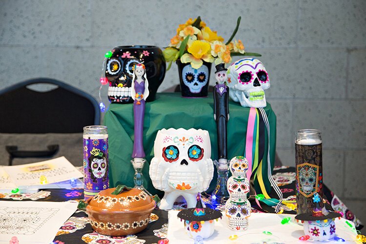 A colorful display from the Artistas Lantinx en Accion Siempre was one of the many table top displays on the evening.