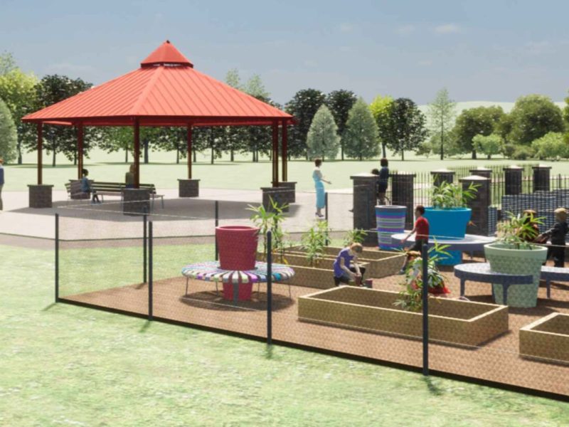 Conceptual rendering of the community garden at Nelson Park.
