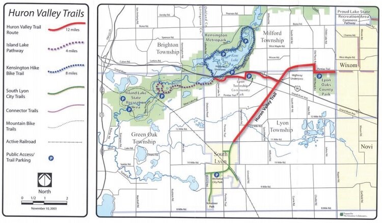 Map of Huron Valley Trail