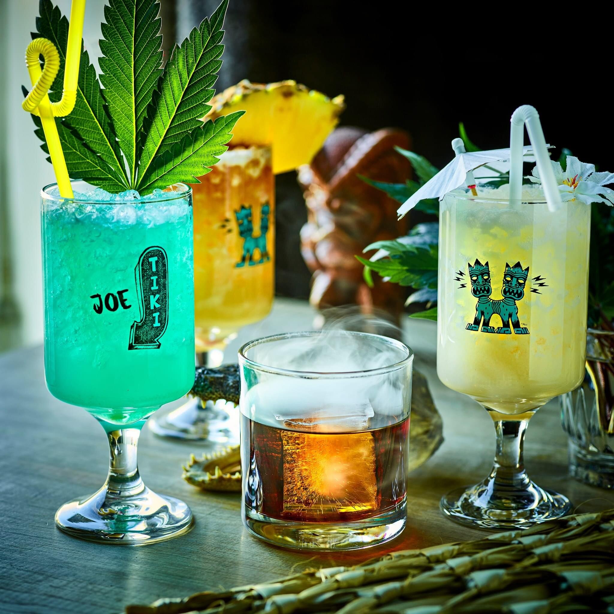 Island-themed Tiki drinks at the Joebar include Painkiller, Ghost Flower, Up in Smoke, and the New Standard-inspired Jaws