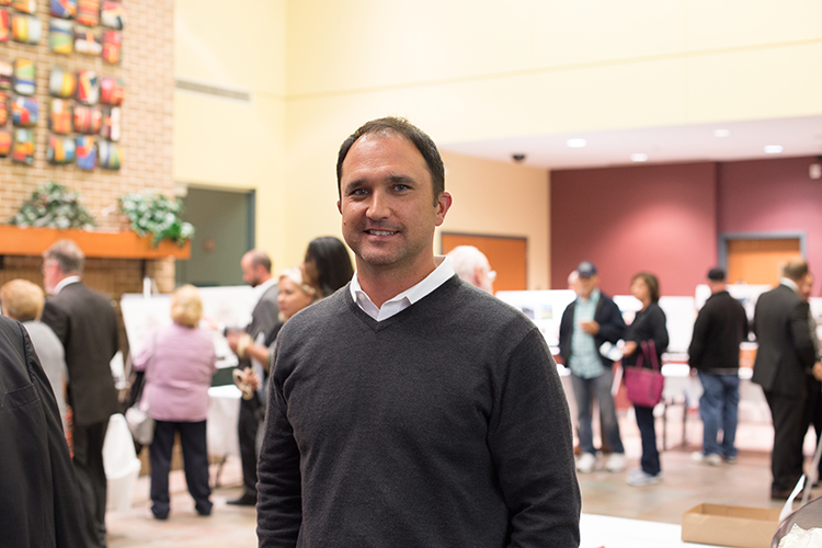 Economic Development Advisor Luke Bonner at a public planning session for Lakeside Mall.