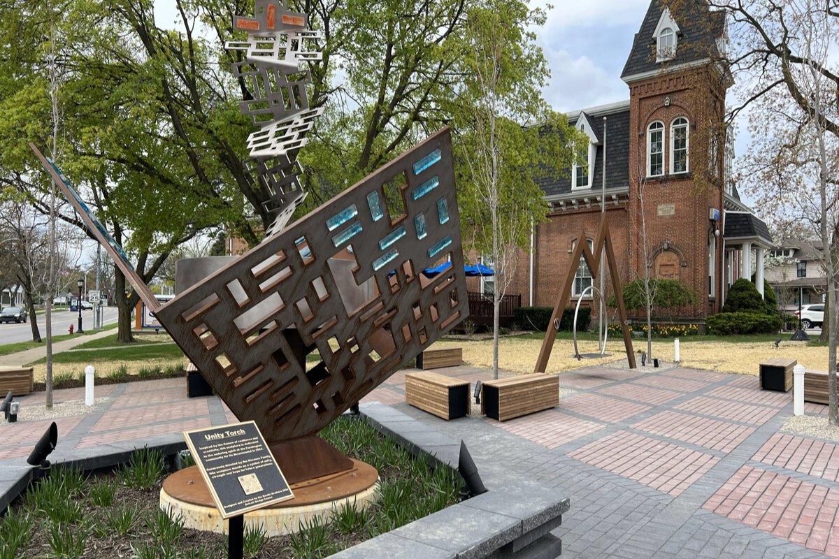 The newly completed Masonic Plaza in downtown Farmington.