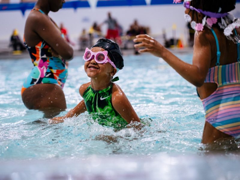 Kids participate in a water safety class at Adams Butzel Complex in Detroit.