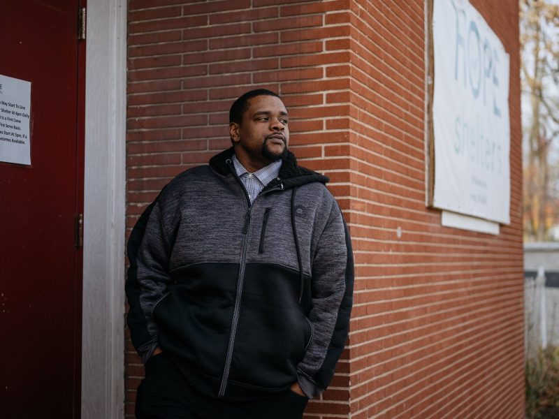 Pontiac resident Devon Hollins at HOPE Shelters' adult homeless shelter in Pontiac. Hollins stayed at the shelter while he was experiencing homelessness and he now works there.