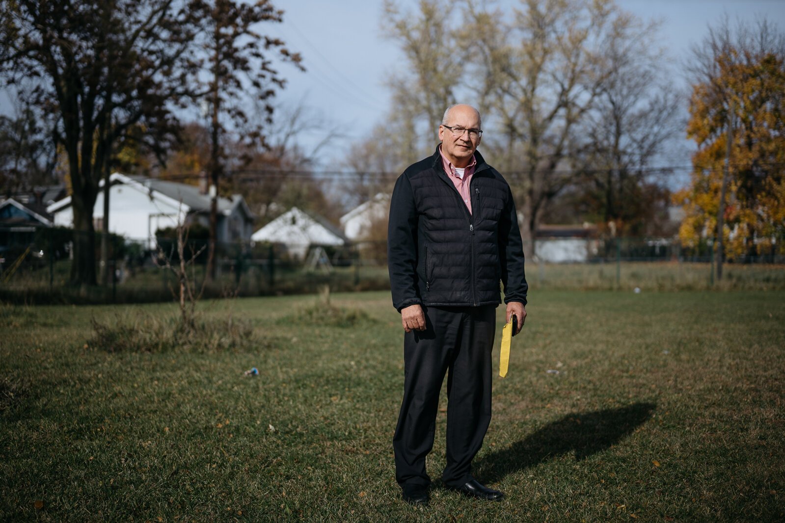 Brian Wright on the proposed site of a new HOPE Shelter in Pontiac.