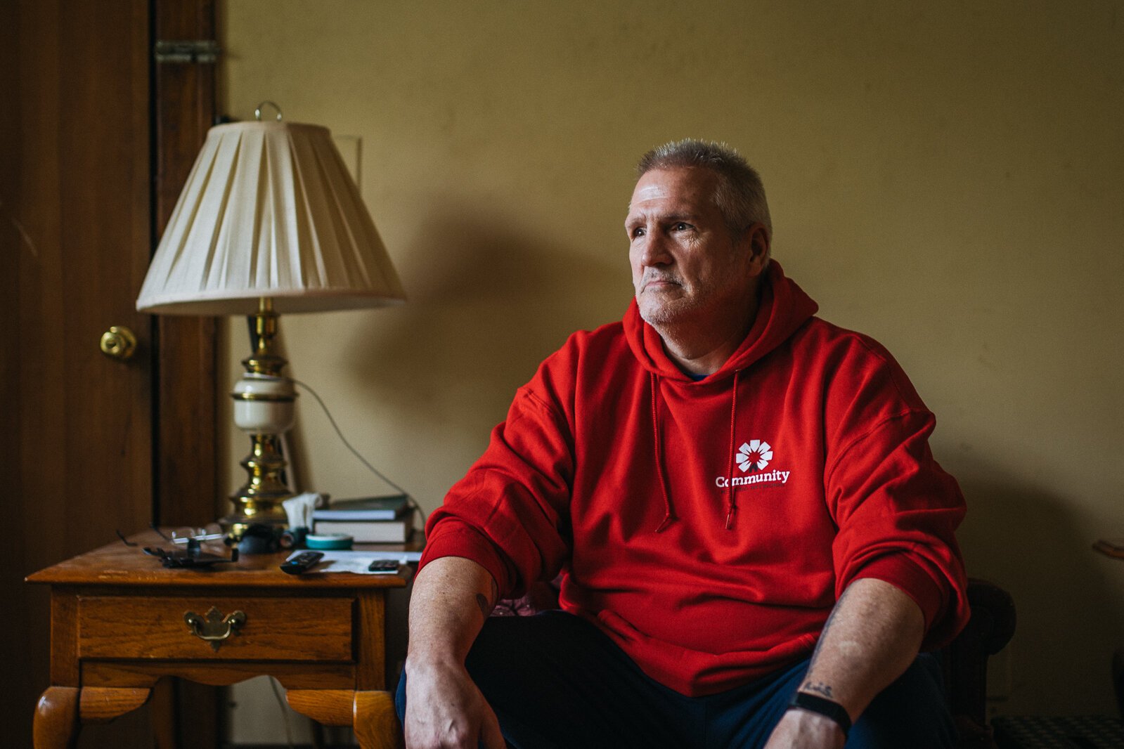 Ronnie Stienke in his apartment.