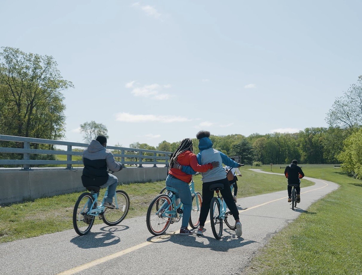 Cyclists at Stony Creek Metropark.