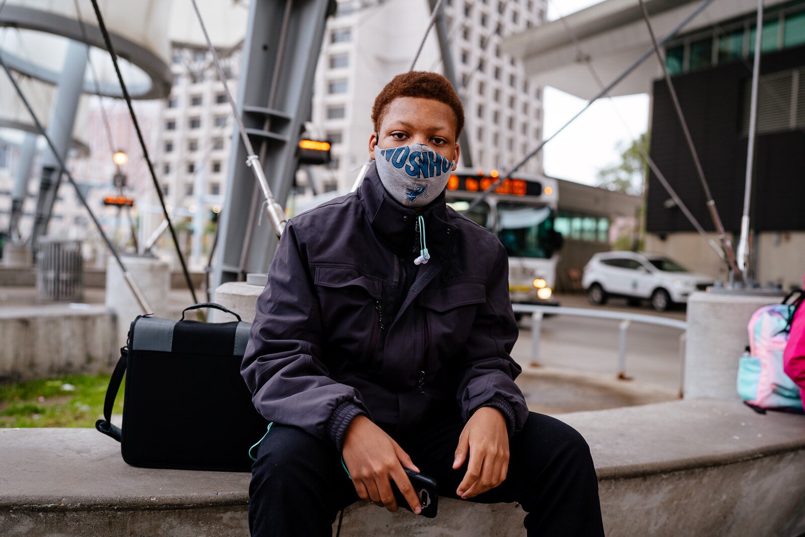 Jei’juan Vines, 15, at the Rosa Parks Transit Station. Photo by Nick Hagen.