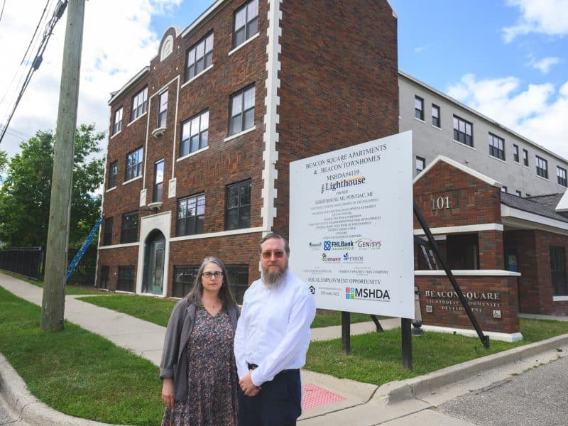 Kirsten Elliott and Ryan Hertz at Beacon Square Apartments in Pontiac.
