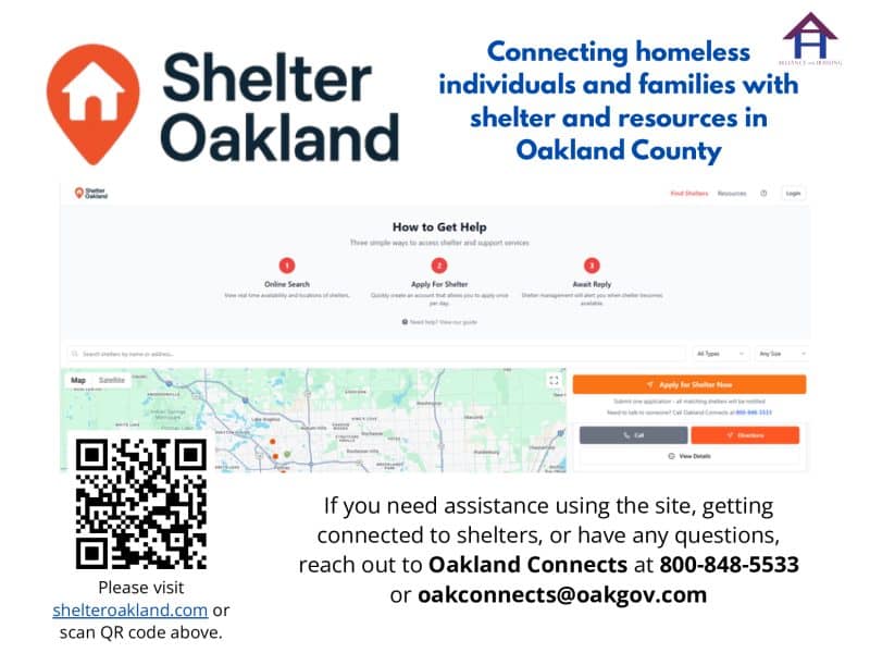 A flyer for the Shelter Oakland website.